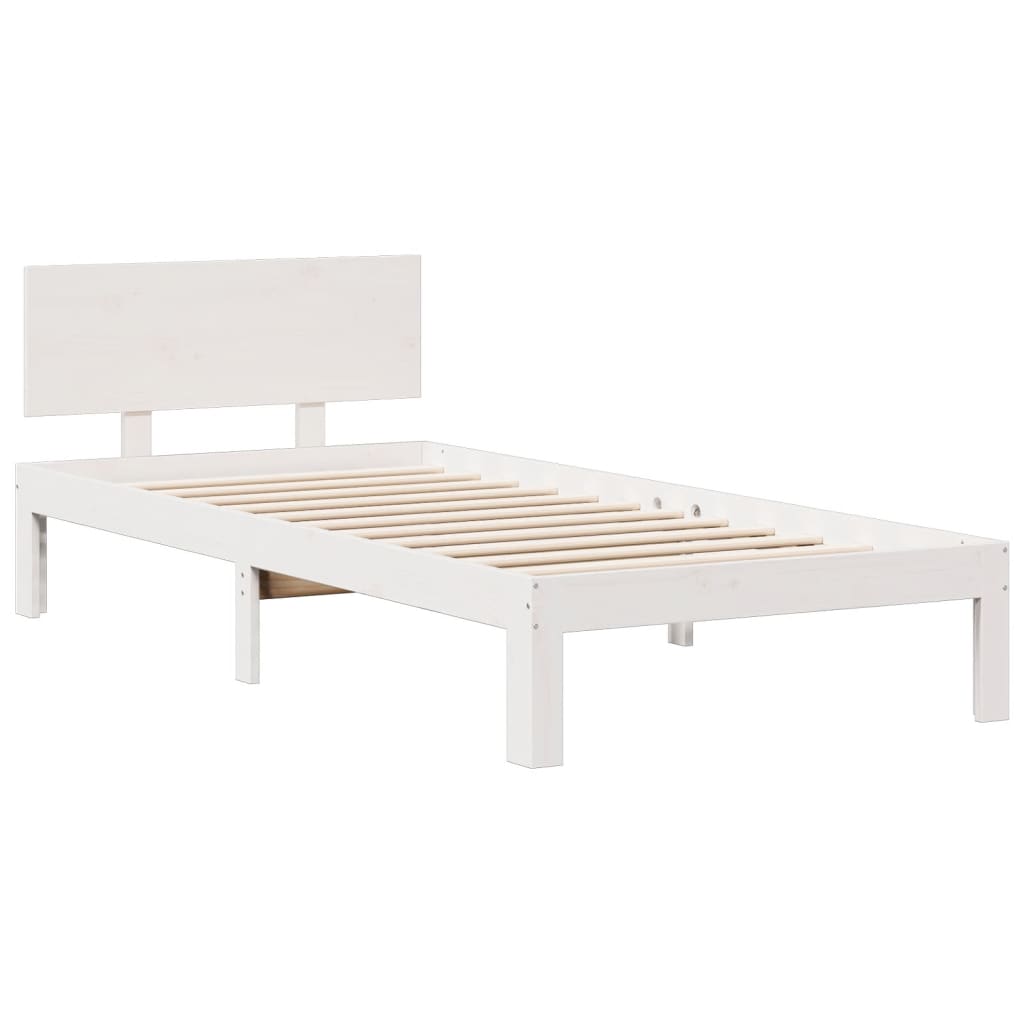 Bookcase Bed without Mattress White 90x190cm Solid Wood Pine