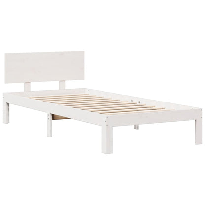Bookcase Bed without Mattress White 90x190cm Solid Wood Pine