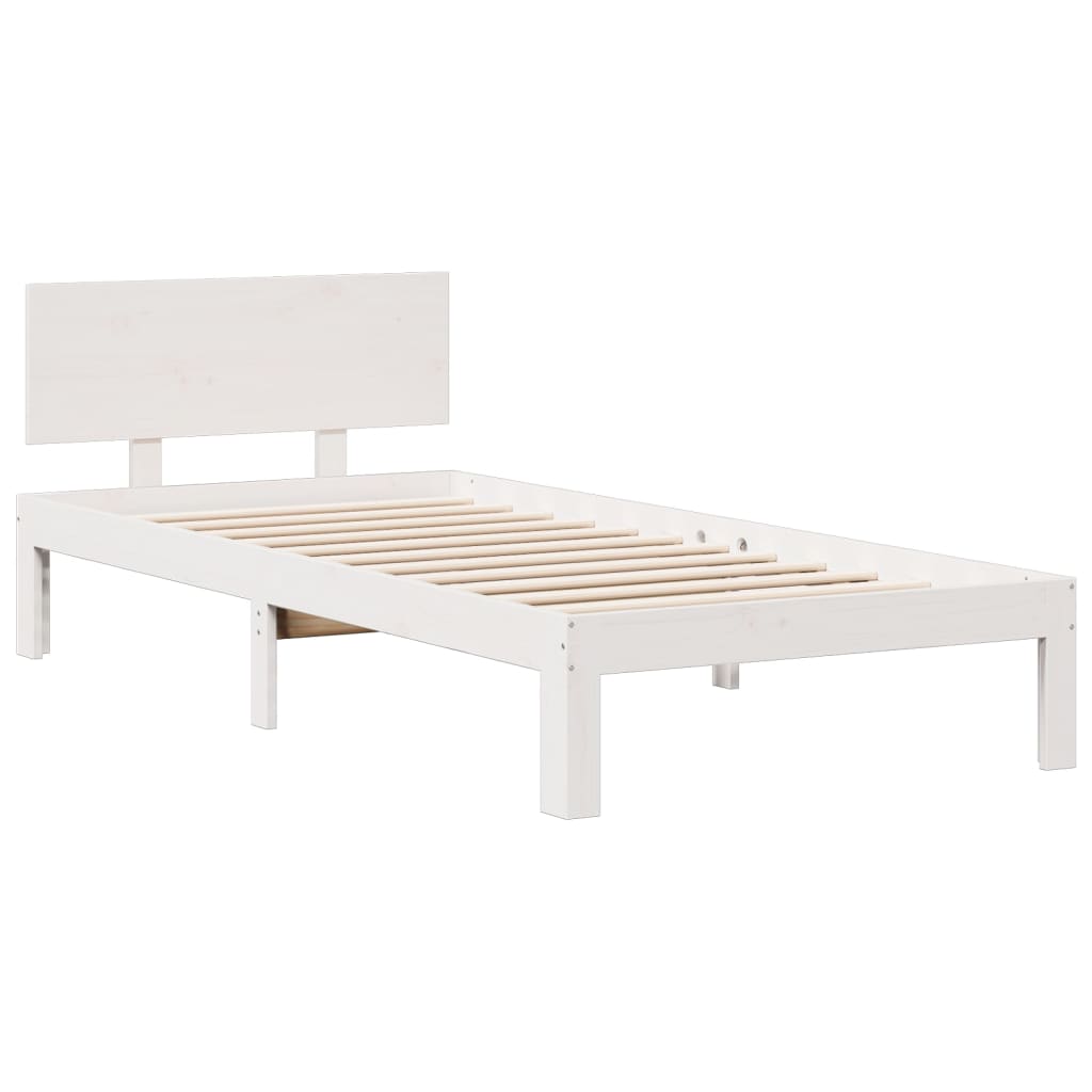Bookcase Bed without Mattress White 90x200cm Solid Wood Pine