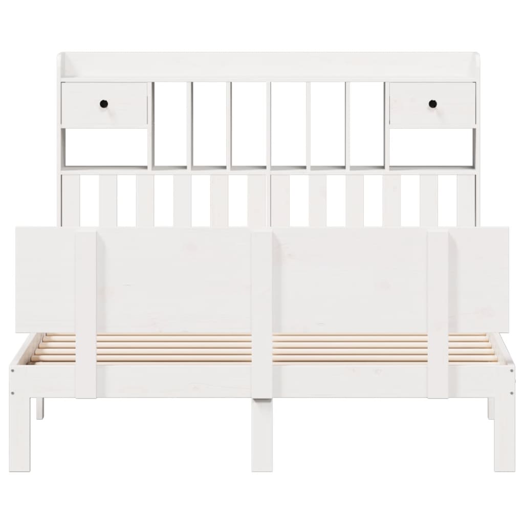 Bookcase Bed without Mattress White 160x200cm Solid Wood Pine