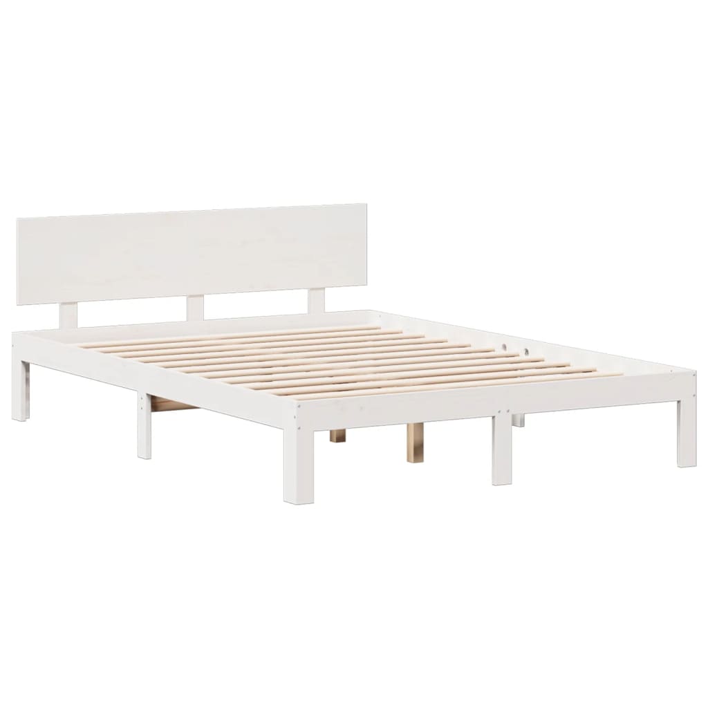 Bookcase Bed without Mattress White 160x200cm Solid Wood Pine