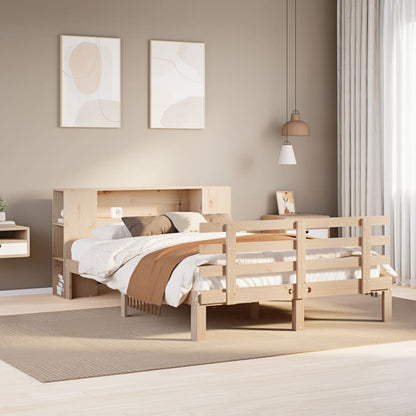 Bookcase Bed without Mattress 135x190 cm Double Solid Wood Pine