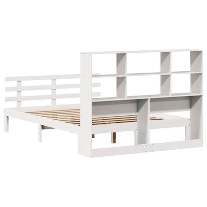 Bookcase Bed without Mattress White 160x200cm Solid Wood Pine