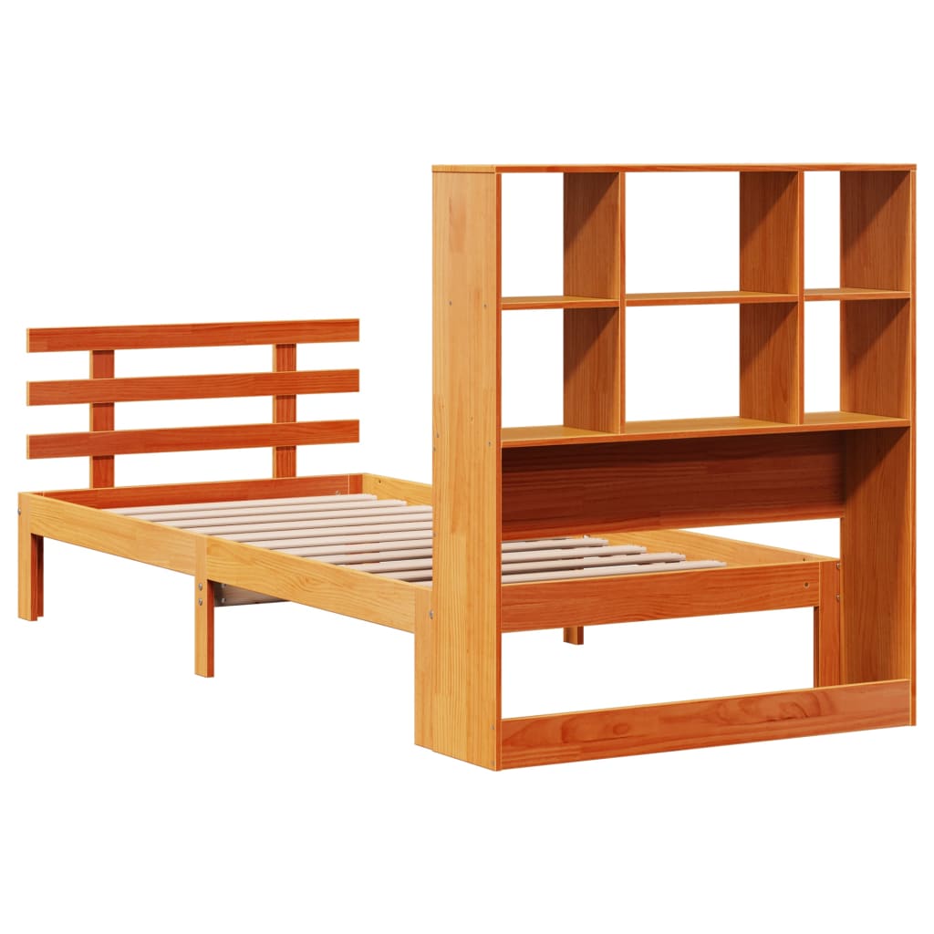 Bookcase Bed without Mattress Wax Brown 75x190 cm Small Single Solid Wood Pine