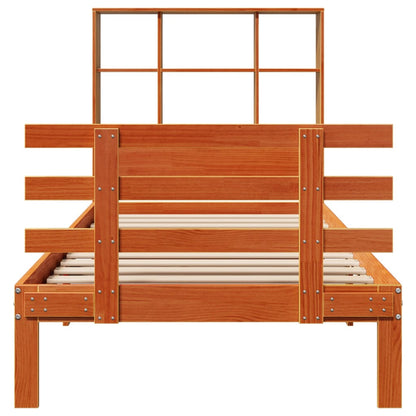 Bookcase Bed without Mattress Wax Brown 100x200cm Solid Wood Pine