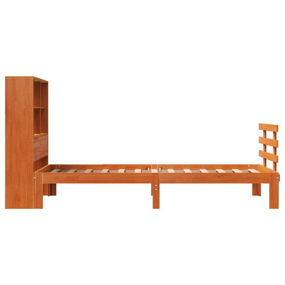 Bookcase Bed without Mattress Wax Brown 100x200cm Solid Wood Pine
