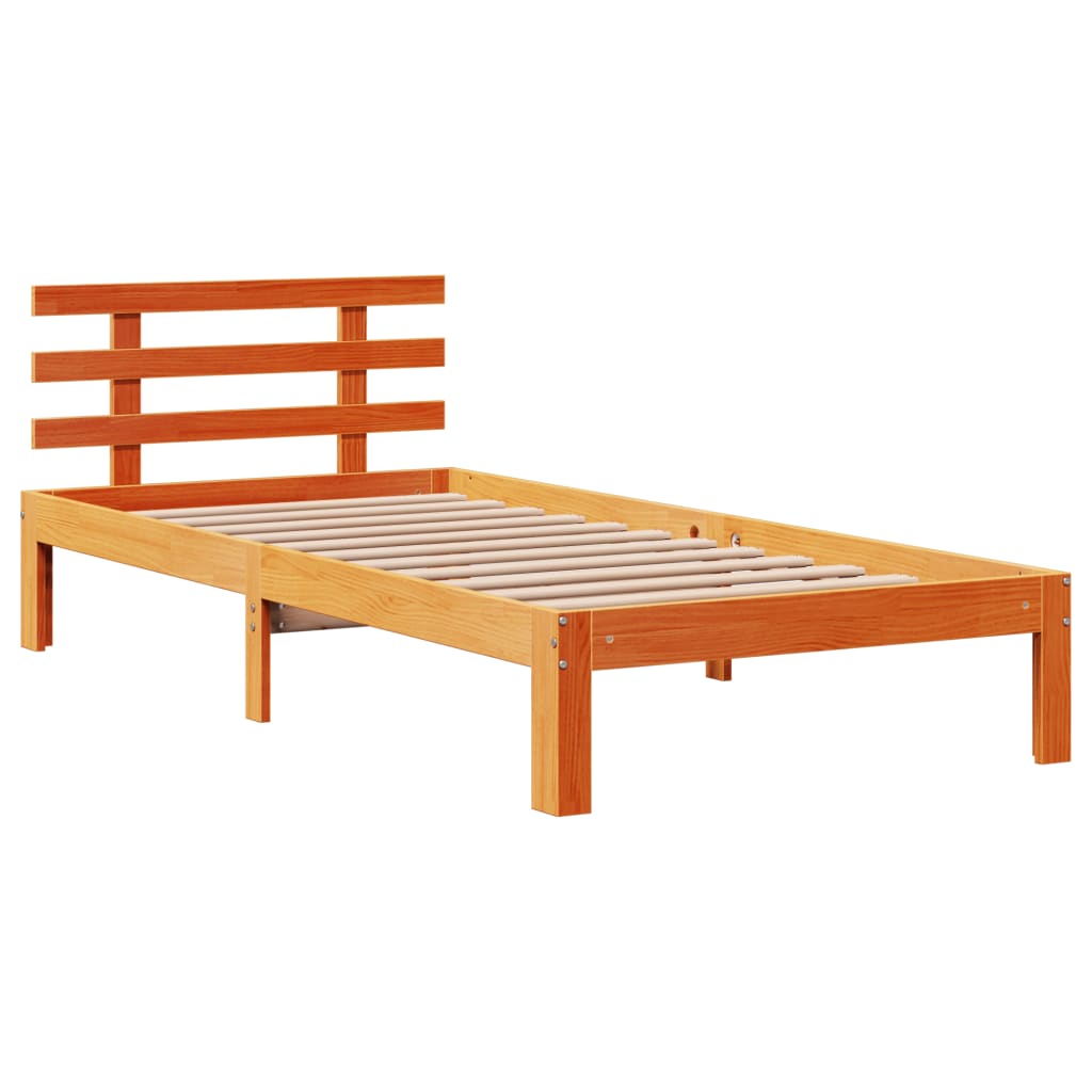 Bookcase Bed without Mattress Wax Brown 100x200cm Solid Wood Pine