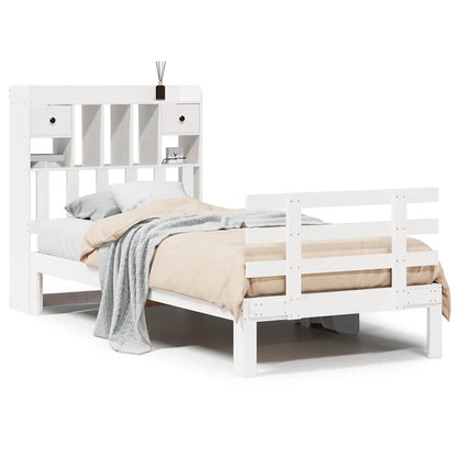 Bookcase Bed without Mattress White 75x190 cm Small Single Solid Wood Pine