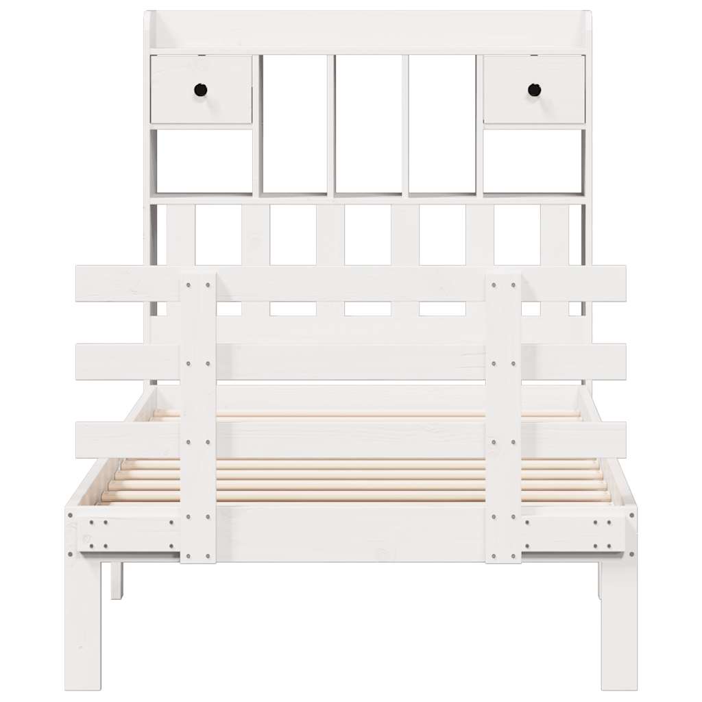 Bookcase Bed without Mattress White 75x190 cm Small Single Solid Wood Pine