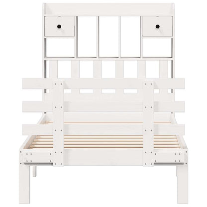Bookcase Bed without Mattress White 75x190 cm Small Single Solid Wood Pine