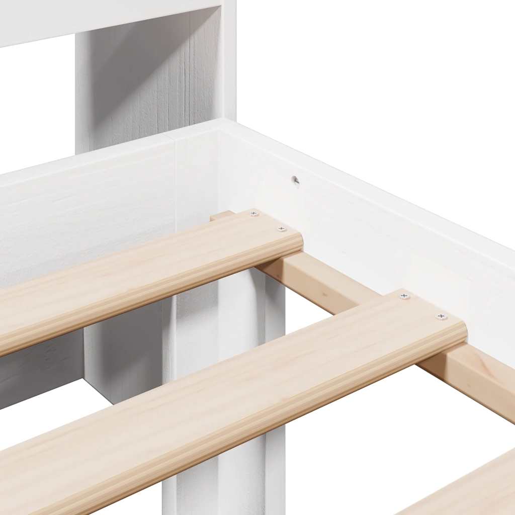 Bookcase Bed without Mattress White 75x190 cm Small Single Solid Wood Pine
