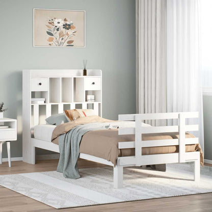 Bookcase Bed without Mattress White 75x190 cm Small Single Solid Wood Pine