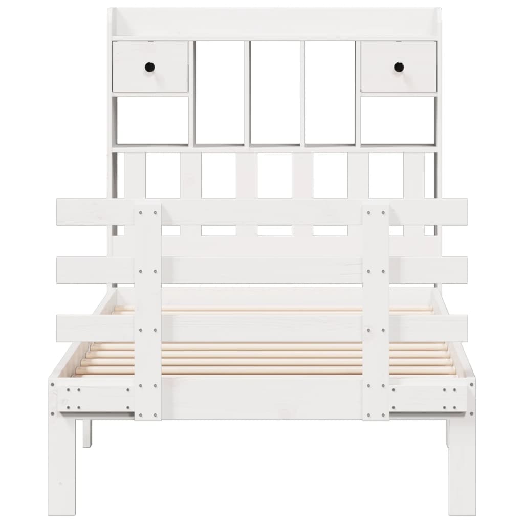 Bookcase Bed without Mattress White 90x190 cm Single Solid Wood Pine