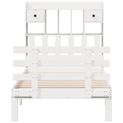 Bookcase Bed without Mattress White 90x190 cm Single Solid Wood Pine