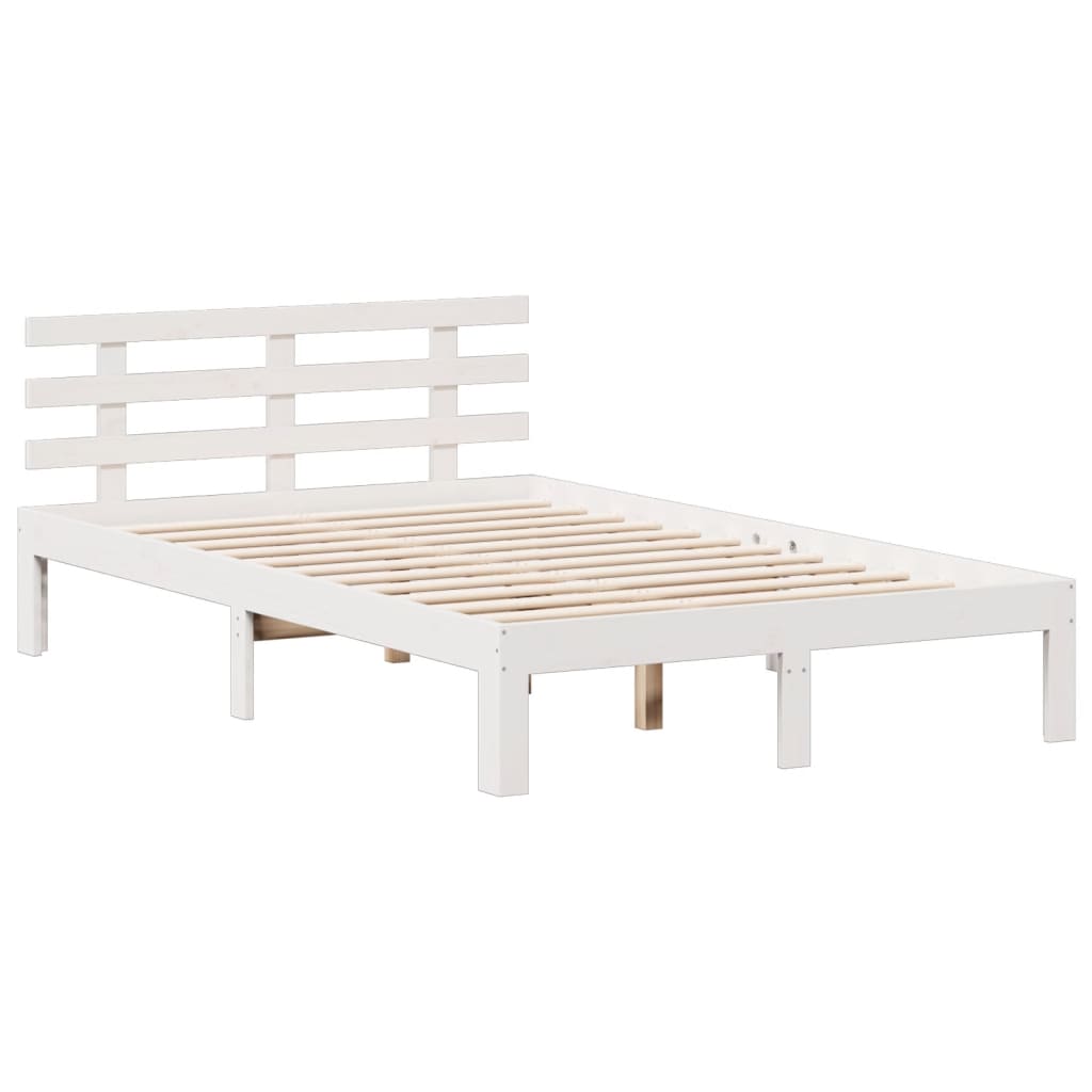 Bookcase Bed without Mattress White 135x190 cm Double Solid Wood Pine