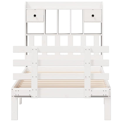 Bookcase Bed without Mattress White 90x200cm Solid Wood Pine