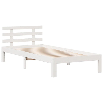 Bookcase Bed without Mattress White 90x200cm Solid Wood Pine