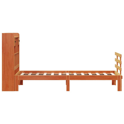 Bookcase Bed without Mattress Wax Brown 100x200cm Solid Wood Pine