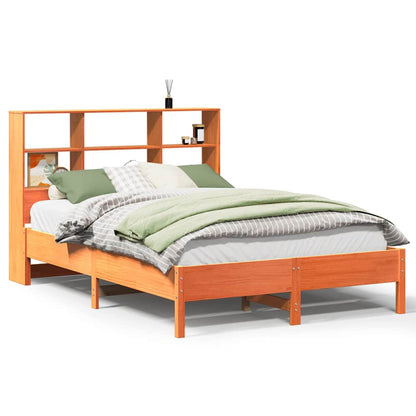 Bookcase Bed without Mattress Wax Brown 120x200 cm Solid Wood Pine