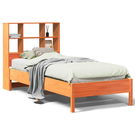 Bookcase Bed without Mattress Wax Brown 75x190 cm Small Single Solid Wood Pine