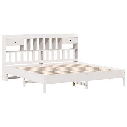 Bookcase Bed without Mattress White 180x200 cm Super King Solid Wood Pine