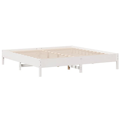 Bookcase Bed without Mattress White 180x200 cm Super King Solid Wood Pine