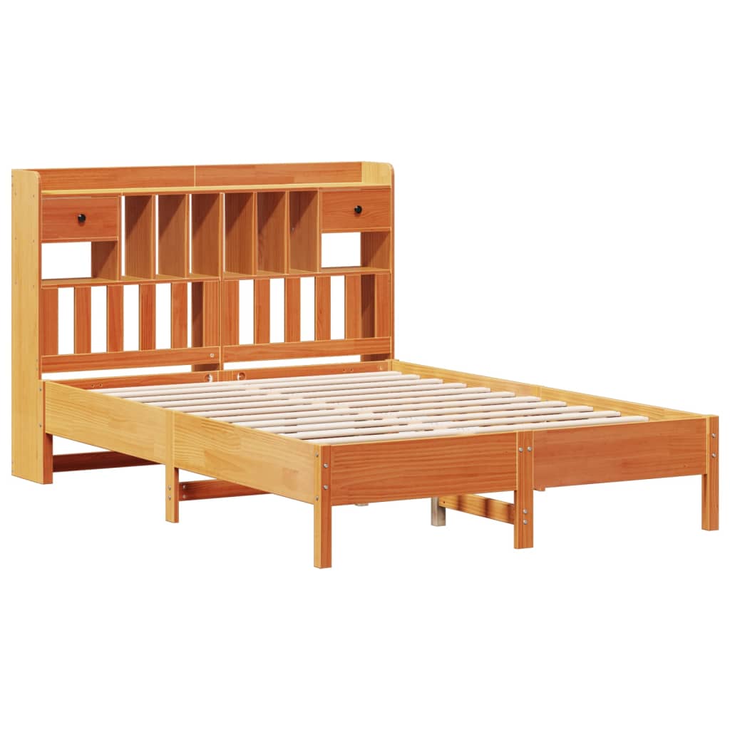 Bookcase Bed without Mattress Wax Brown 160x200 cm Solid Wood Pine