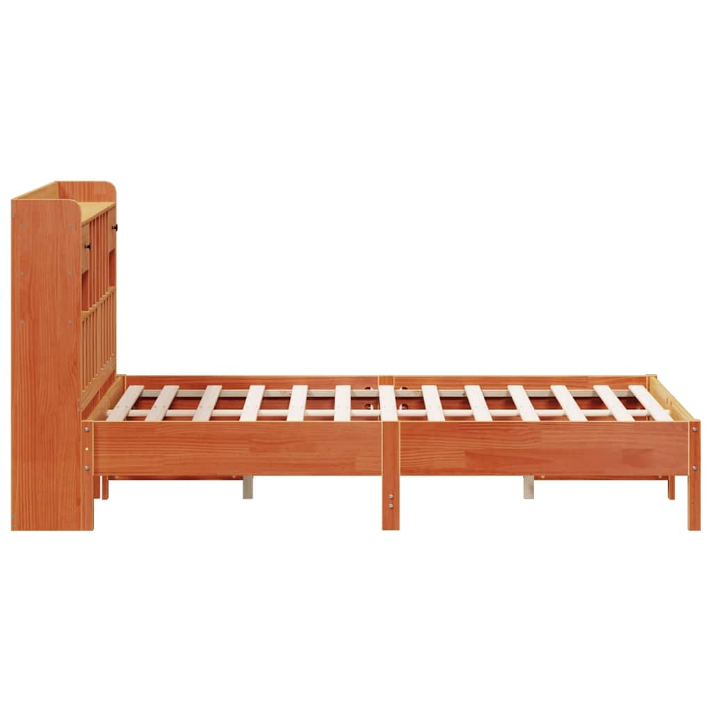 Bookcase Bed without Mattress Wax Brown 160x200 cm Solid Wood Pine