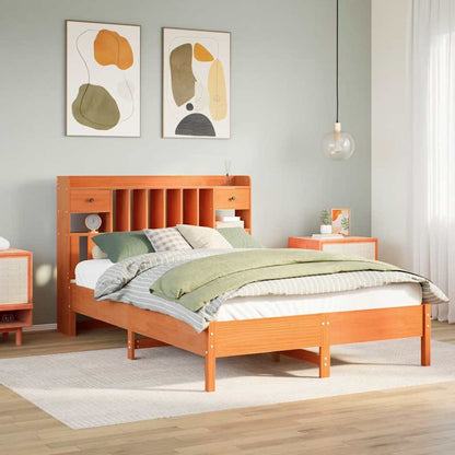 Bookcase Bed without Mattress Wax Brown 160x200 cm Solid Wood Pine