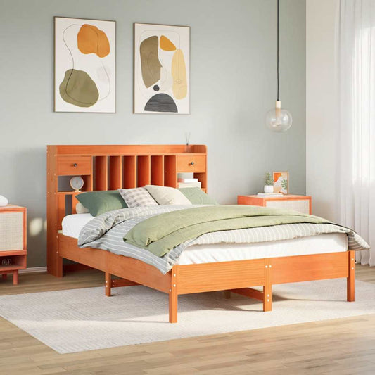 Bookcase Bed without Mattress Wax Brown 160x200 cm Solid Wood Pine