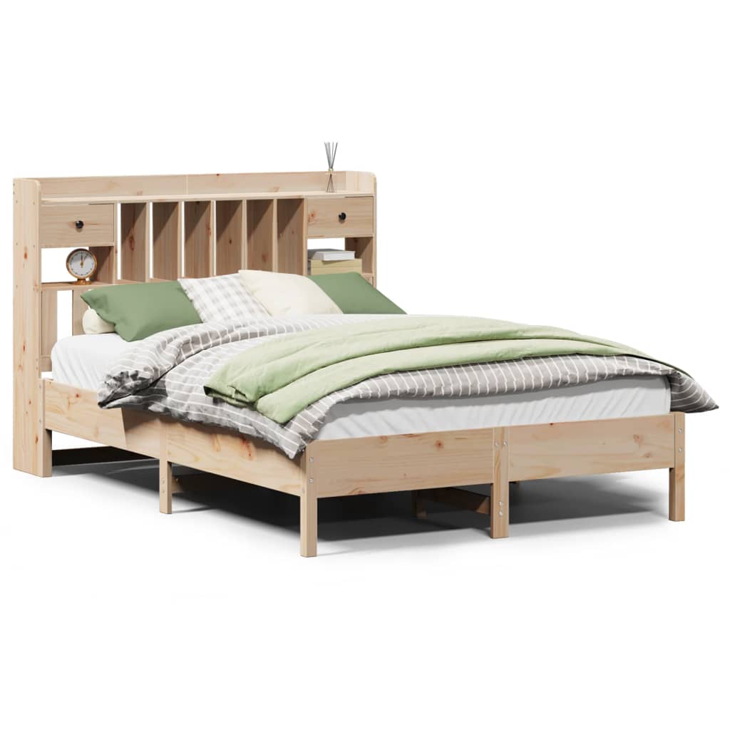 Bookcase Bed without Mattress 140x200 cm Solid Wood Pine