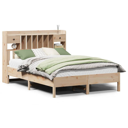 Bookcase Bed without Mattress 140x200 cm Solid Wood Pine