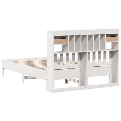 Bookcase Bed without Mattress White 140x190 cm Solid Wood Pine