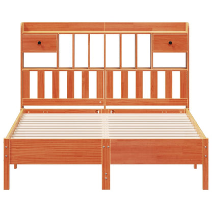 Bookcase Bed without Mattress Wax Brown 135x190 cm Double Solid Wood Pine