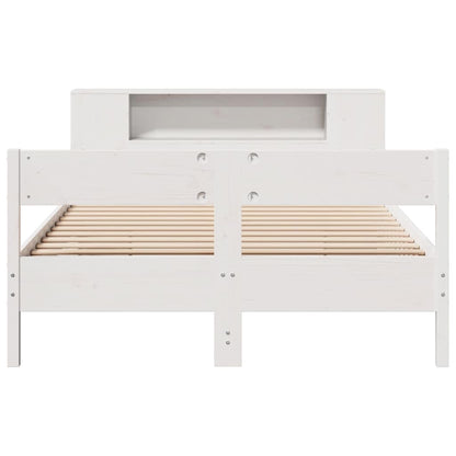 Bookcase Bed without Mattress White 140x200cm Solid Wood Pine