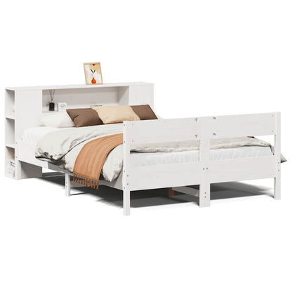 Bookcase Bed without Mattress White 140x190cm Solid Wood Pine