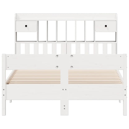 Bookcase Bed without Mattress White 140x200cm Solid Wood Pine