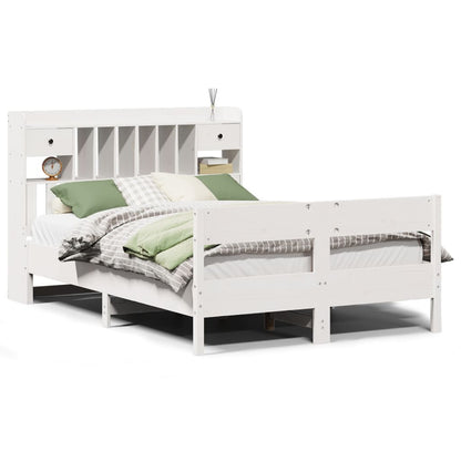 Bookcase Bed without Mattress White 140x190cm Solid Wood Pine