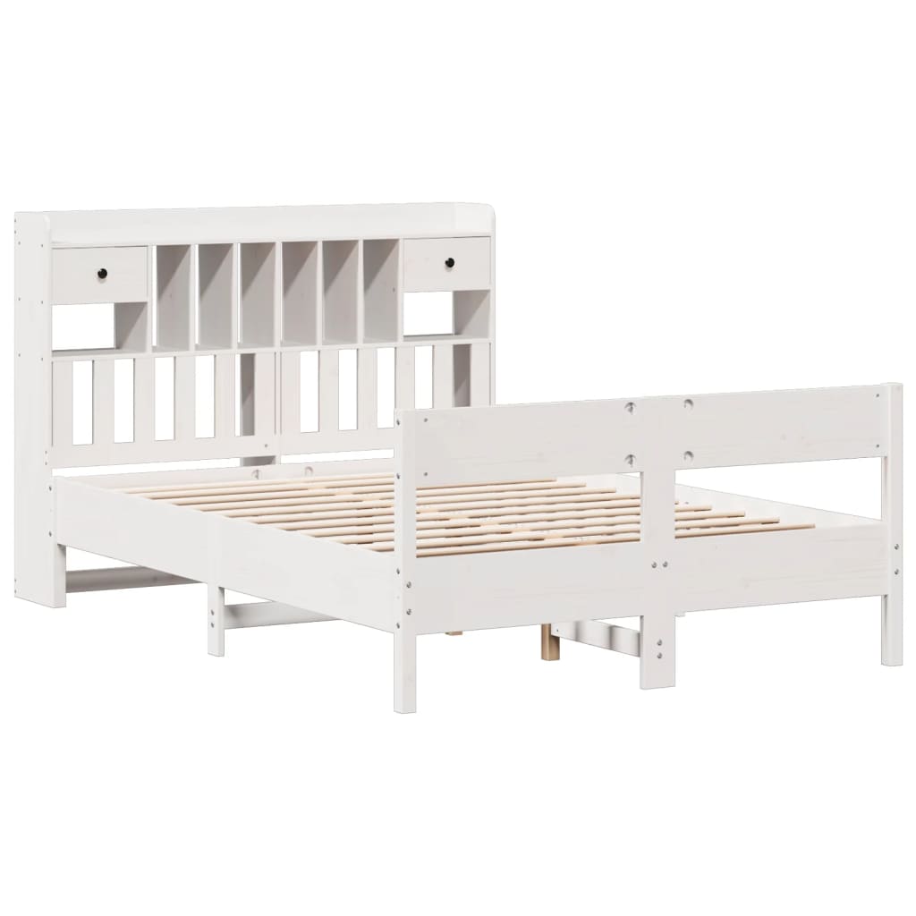 Bookcase Bed without Mattress White 140x190cm Solid Wood Pine