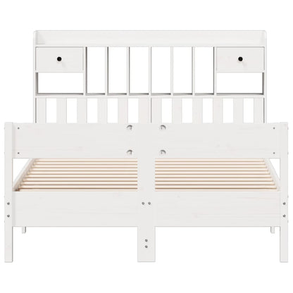 Bookcase Bed without Mattress White 140x190cm Solid Wood Pine