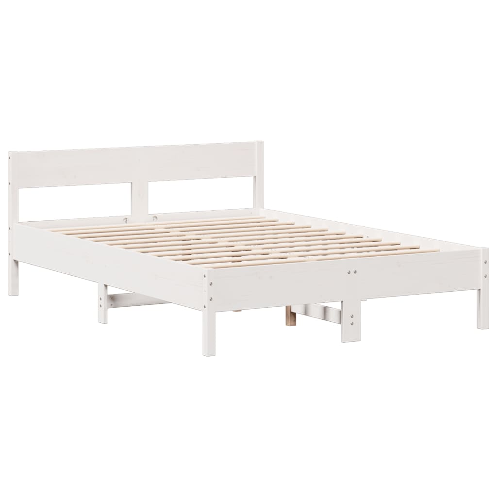 Bookcase Bed without Mattress White 140x190cm Solid Wood Pine
