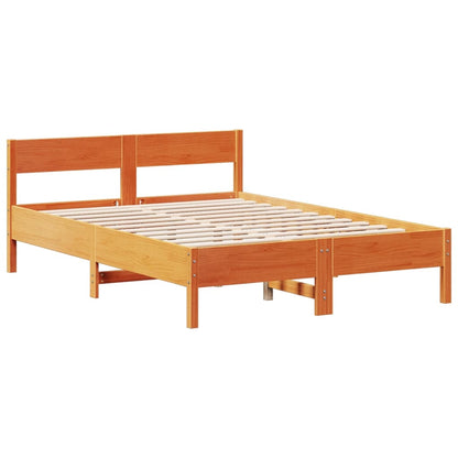 Bookcase Bed without Mattress Wax Brown 140x190cm Solid Wood Pine