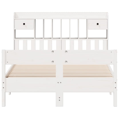 Bookcase Bed without Mattress White 135x190cm Double Solid Wood Pine