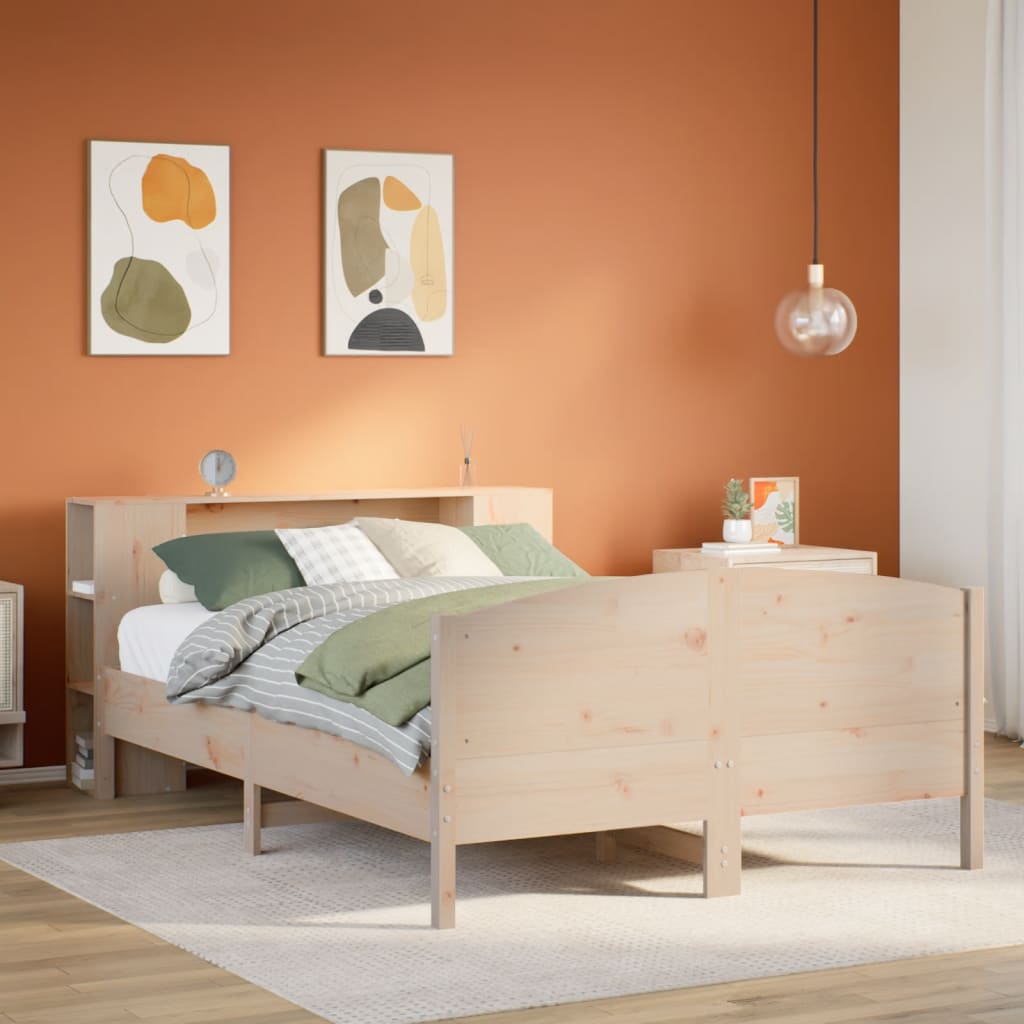Bookcase Bed without Mattress 160x200cm Solid Wood Pine