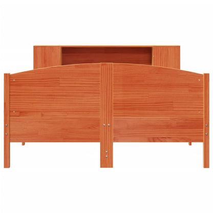 Bookcase Bed without Mattress Wax Brown 160x200cm Solid Wood Pine