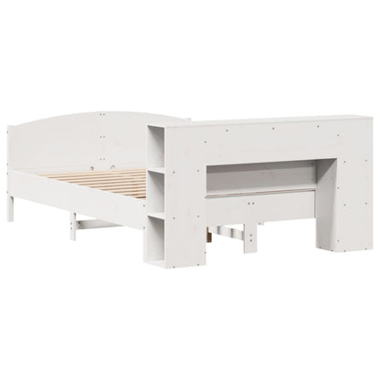 Bookcase Bed without Mattress White 140x200cm Solid Wood Pine