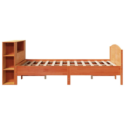 Bookcase Bed without Mattress Wax Brown 140x200cm Solid Wood Pine