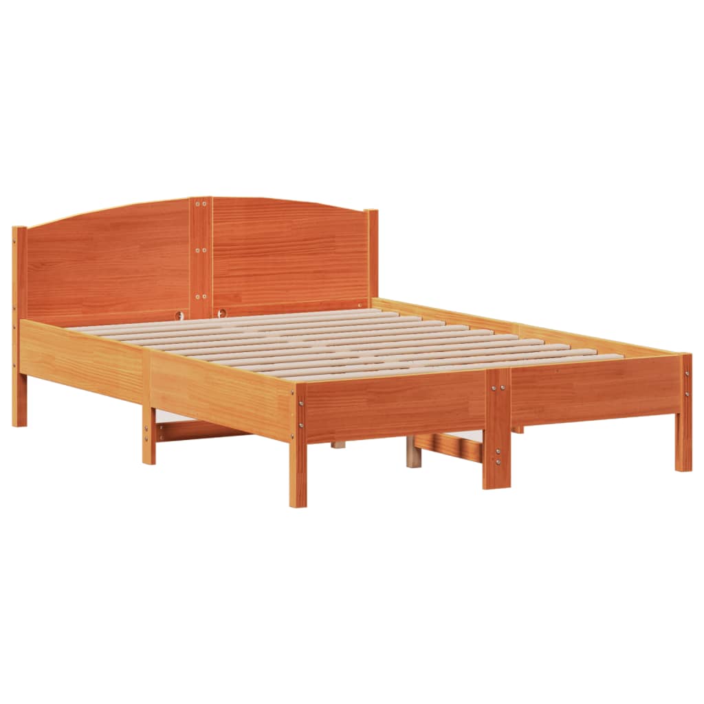 Bookcase Bed without Mattress Wax Brown 140x200cm Solid Wood Pine