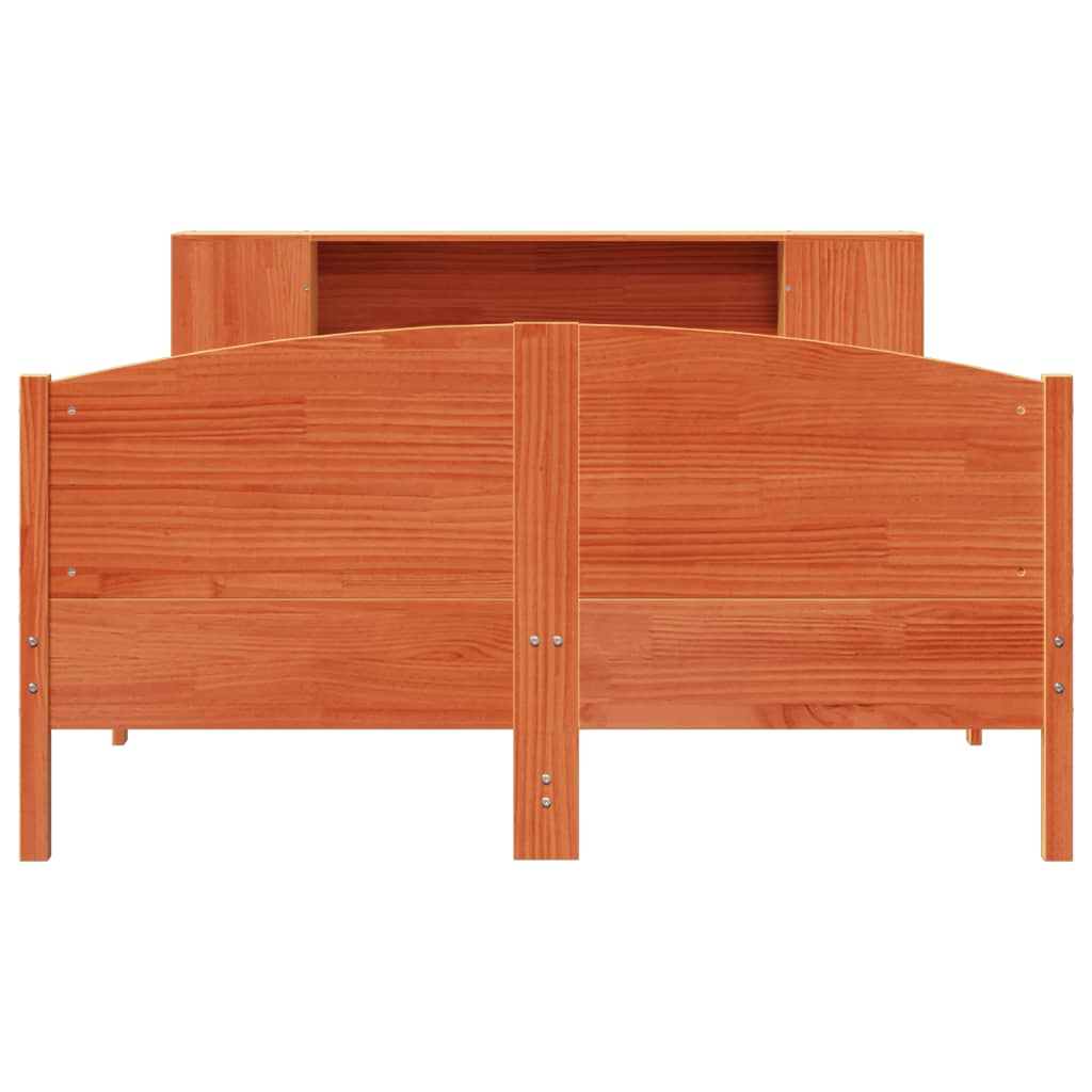 Bookcase Bed without Mattress Wax Brown 135x190cm Solid Wood Pine