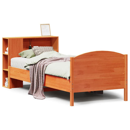Bookcase Bed without Mattress Wax Brown 100x200cm Solid Wood Pine